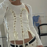 Cross Bandage Irregular Off Shoulder Cami Top