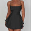 Satin Cowl Neck Tie Back Romper Mini Dress