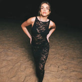 DressBetty - 2024 Mesh See Through Slim Maxi Lace Dress