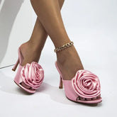peep toe rose flower slip-on Thin high heel summer High Heel
