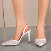 pointed toe mesh breathable High Heel cover head buckle strap Thin high heel High Heel