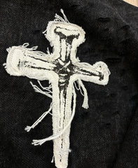 Embroidered Cross Zip Up Hoodie