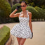 Wrapped A-Line Halter Gothic Mini Dress