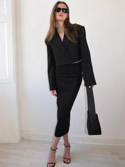 Button Skirt Coat Party Suit