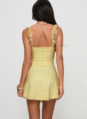 A-line Lace Backless Slim High Waist Mini Slip Dress