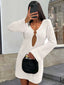 Knitted Flared Sleeve V Neck Mini Dress