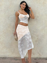 Lace Halter Print Contrast Knit Set