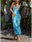Halter Waist Cutout Zebra Midi Dress