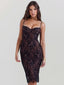 Lace Print Spaghetti Strap Midi Dress