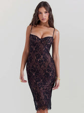 Lace Print Spaghetti Strap Midi Dress