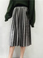 Metallic Pleated Silver High Waist Midi Dress