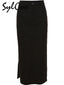 Simple Black Split Slim Light Cool Feminine Charm Skirt