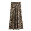 Female Retro Leopard Print Summer Fashion High Waist Satin A-Line Skirt
