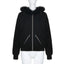 Gothic Graphic Print Rhinestones Zip Up Streetwear Hip Hop Hoodie