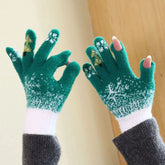 Christmas Tree Knit Full Finger Skiing Touchscreen Winter Glove Gloves-L