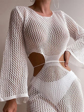 Women White Cutout Long Cover Up Midi Dresses