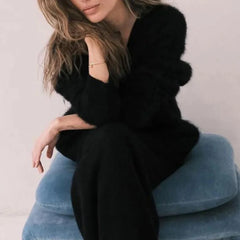 Cardigans Fashion V-neck Oversized Solid Knitted Sweater