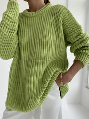Warm Vintage Green Knitted Oversized Thick Loose White Sweater
