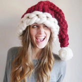 Knit Wool Christmas Party Hat - Warm Fashion For Home And Outdoor Burgundy Hat-L