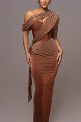 Sexy Strapless Backless Mesh Ribbon Bodycon Formal Dress