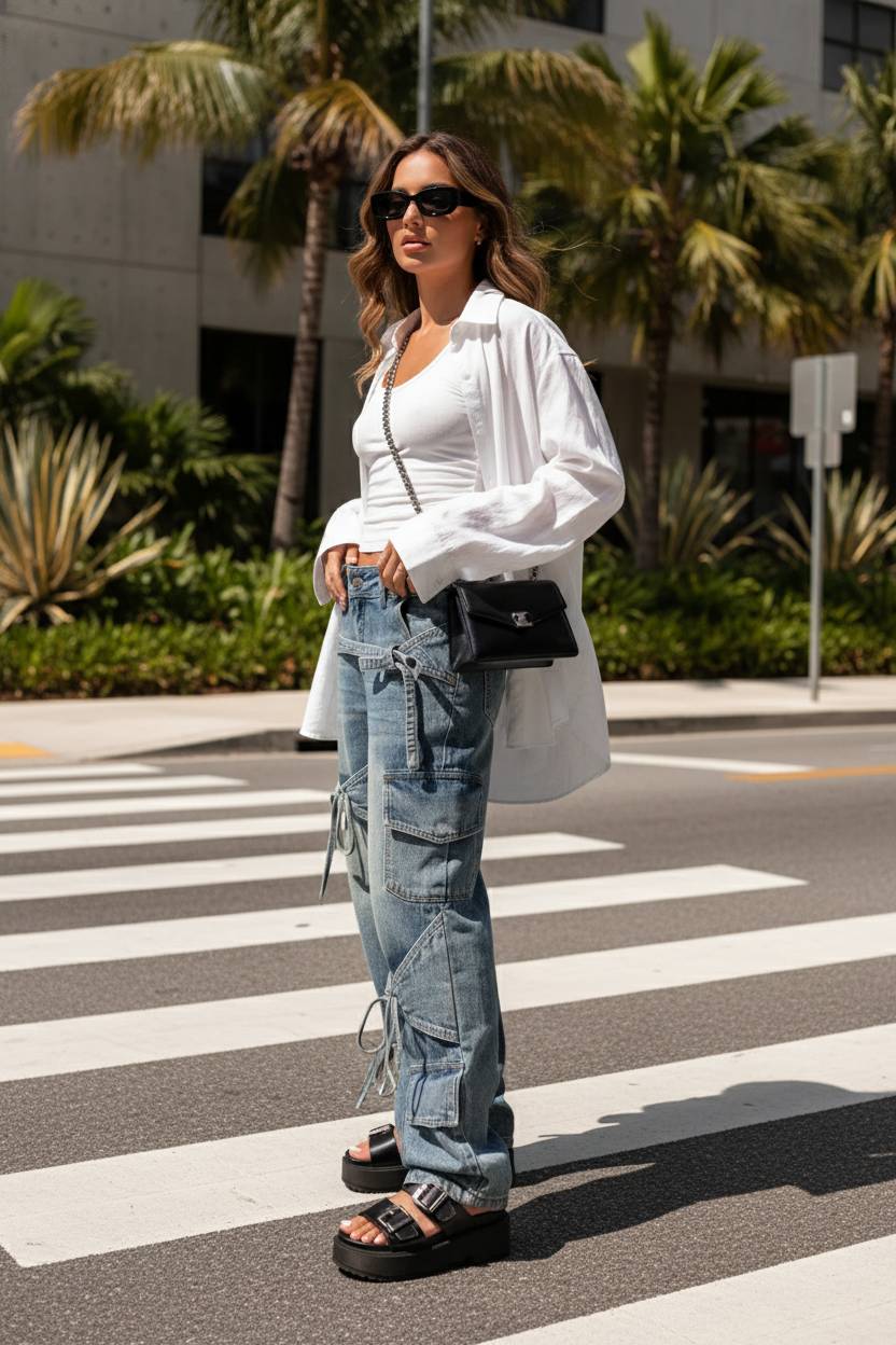 Azure Medieval Roomy Y2K Cargo Pant DressBetty