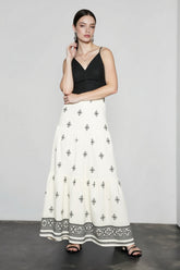 Boho Print High Waist A Line Vacation Skirt