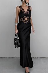 Hollow Out V Neck Mermaid Lace Dress