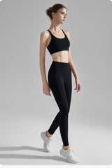 Seamless Cross Back Bra Sculpting Pants Activewear Set