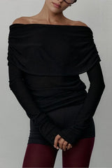 Off Shoulder Ribbed Sweater