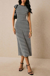 Striped Knit Bodycon Work Dress