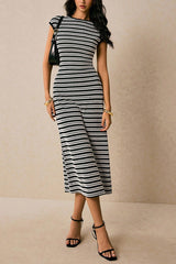 Striped Knit Bodycon Work Dress
