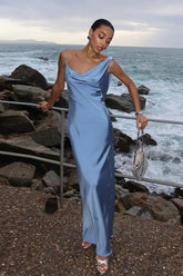 Sexy Backless Halter Satin Formal Dress