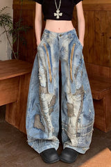 Punk Streetwear Wide Leg Denim Jeans