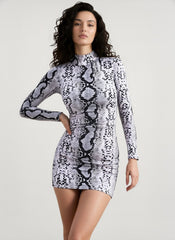 DressBetty - Serpentine Print Turtleneck Long Sleeve Party Dresses For Women Streetwear Fashion Snake Graphic Bodycon Dress Robe