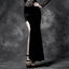 Gothic Style Split Black Asymmetric Cheongsam Velvet Embroidery Long Maxi Skirt