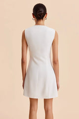 Sleeveless Button Front Mini Work Dress