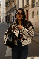 Color Block Printed Wool Jacket