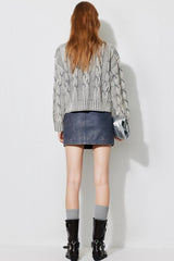 Vintage Cable Knit Off-Shoulder Sweater
