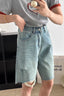 Vintage Wash Wide Leg Mid Length Shorts
