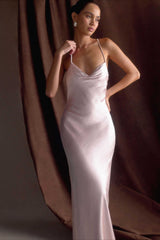 Draped Maxi Silk Dress