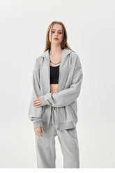 Grey Fleece Zip Up Hoodie