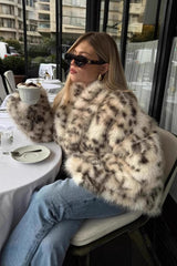 Faux Fur Leopard Pattern Coat