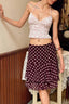 Polka Dot Knit Sheer Panel Midi Skirt