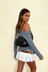 Color Block Striped V Neck Loose Knit Long Sleeve Blouse