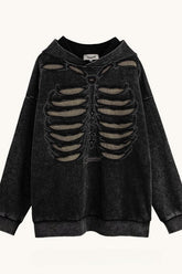 Skull Print Hooded Hoodie