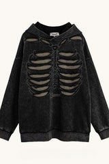 Skull Print Hooded Hoodie