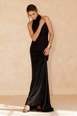 Chic Sexy Satin Backless Solid Elegant Formal Dress