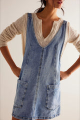 Mini Suspender Denim Dress