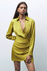 Ruched Satin Versatile Mini Silk Dress