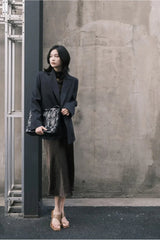 Shoulder-Padded Pinstripe Blazer
